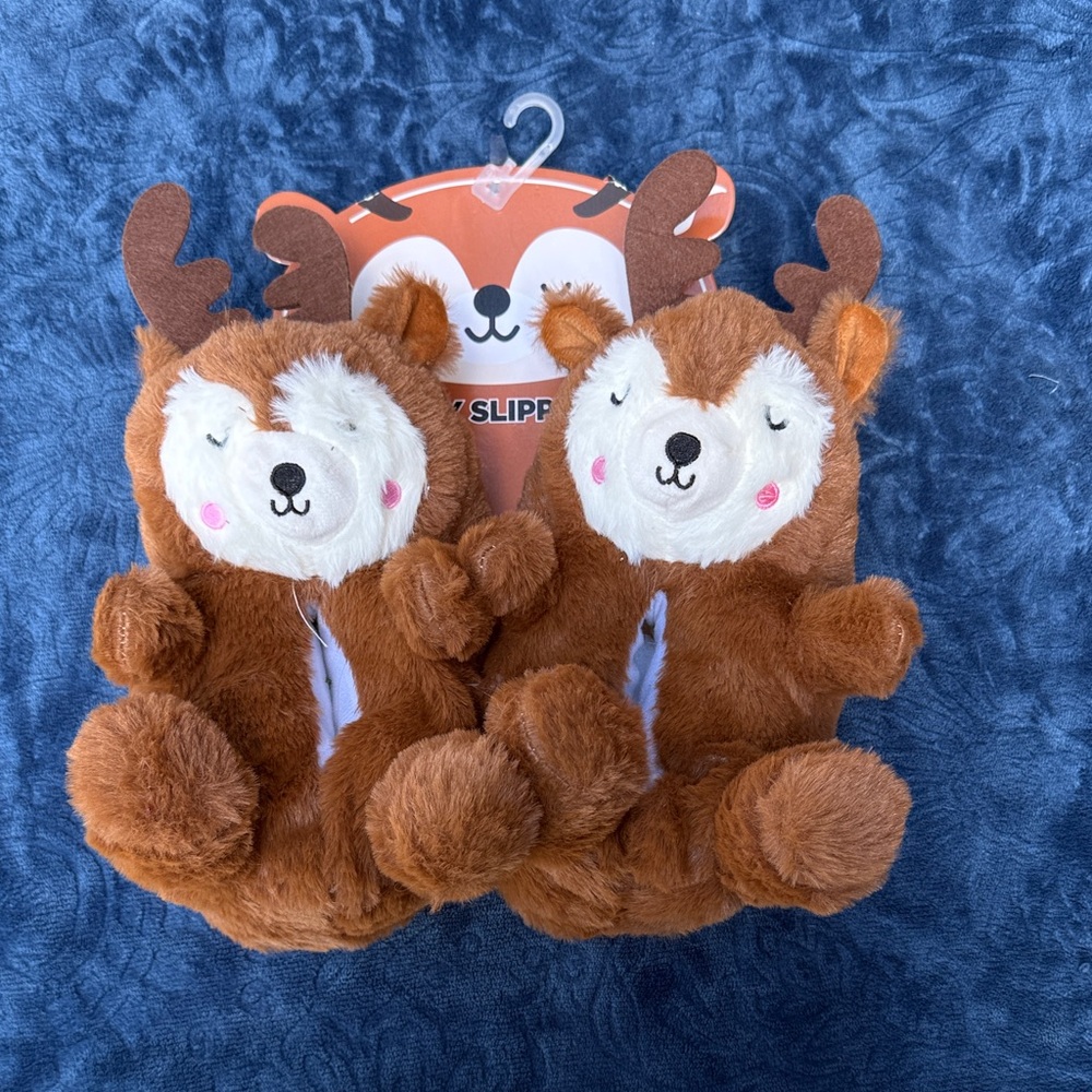 Reindeer Plush Slippers for Kids